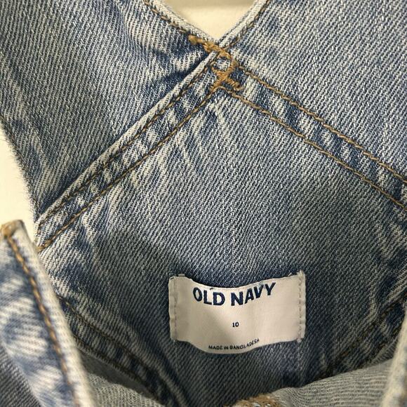 Old Navy Overalls Womens 10 Medium Wash Denim Cotton Blue Distressed Straight - Picture 5 of 10